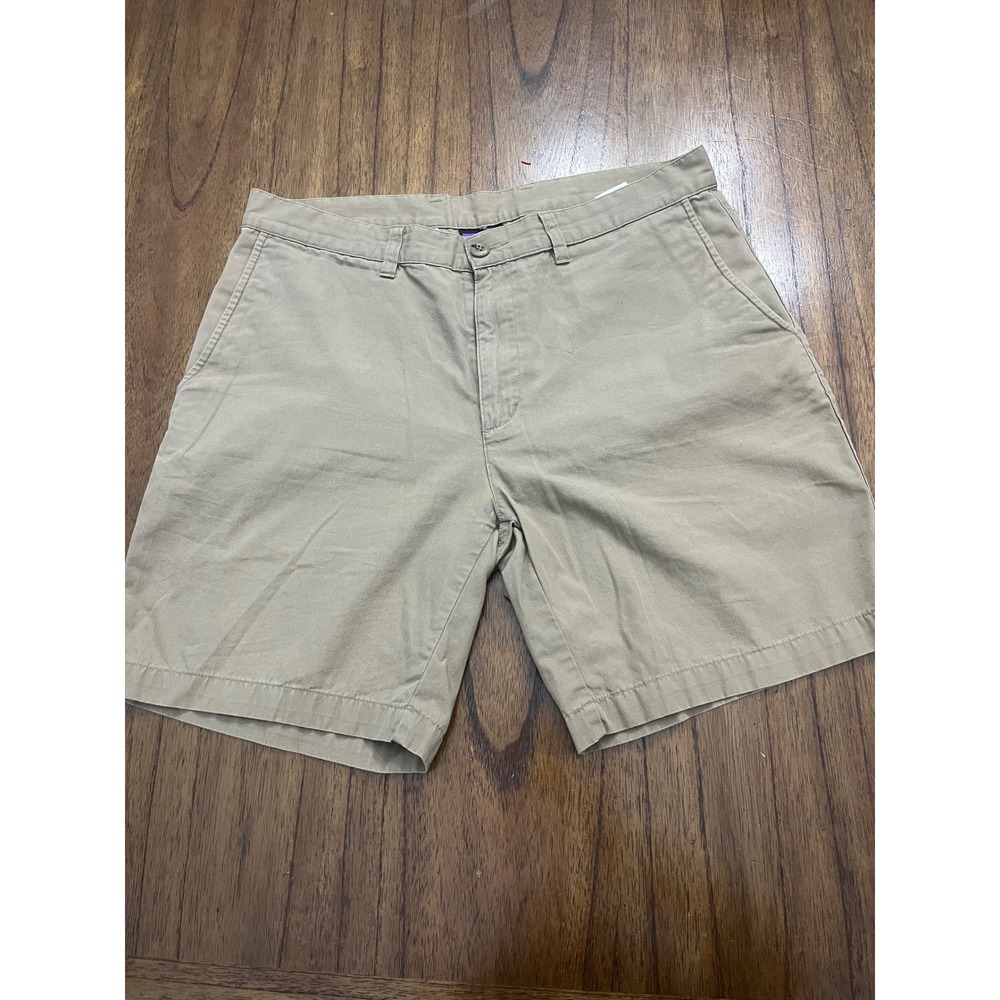 Patagonia Mens Organic Cotton Chino Shorts Khaki Tan Size 33 Flat Front Outdoor